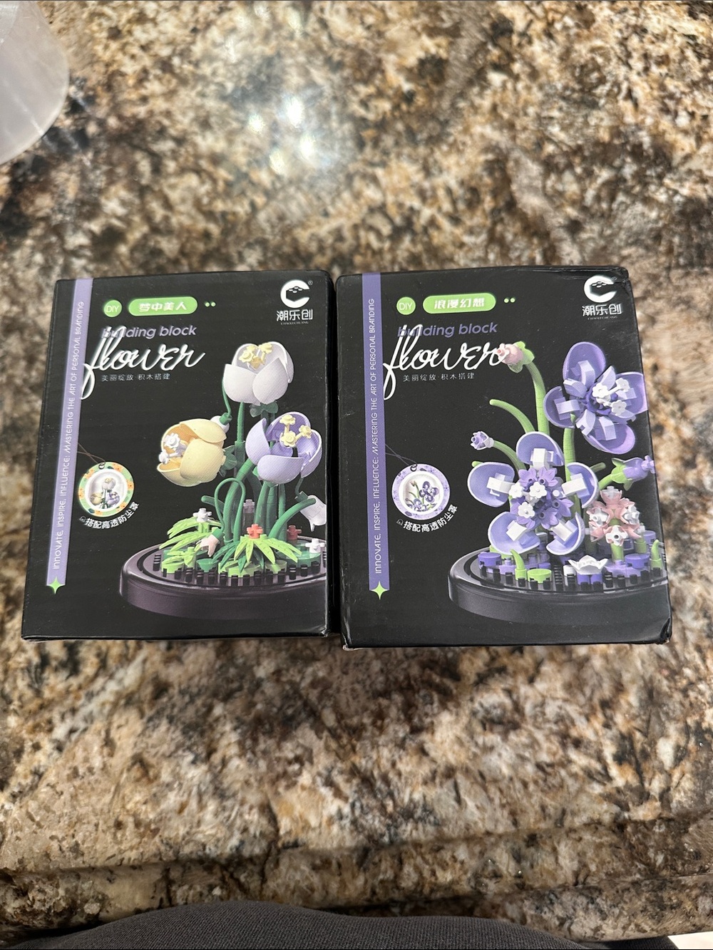 Flower Building Block Set for Kids - Purple & White